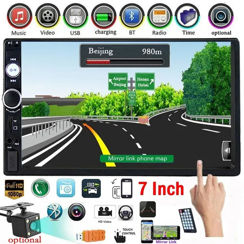 7" 2 Din Car Multimedia Player Audio Stereo Radio HD MP5 Touch Screen Mirror Link Bluetooth USB FM Autoradio