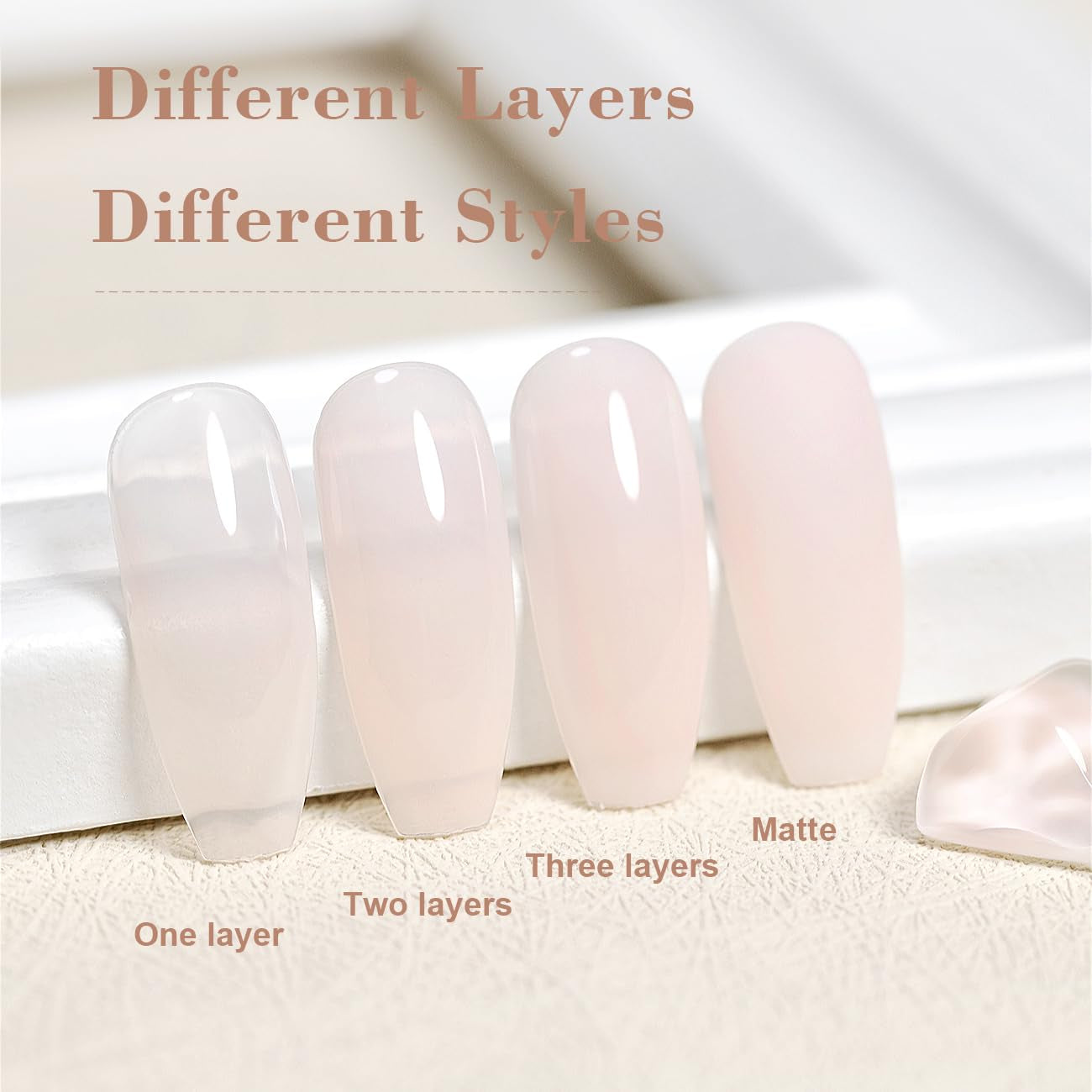 Nude Gel Polish Pale Pink Neutral Nude Colors Skin Tone Light Pink Gel Nail Polish 15Ml Single Bottle Sheer Jelly Transparent Polish Soak off UV LED Cured for Home Salon DIY French Manicure