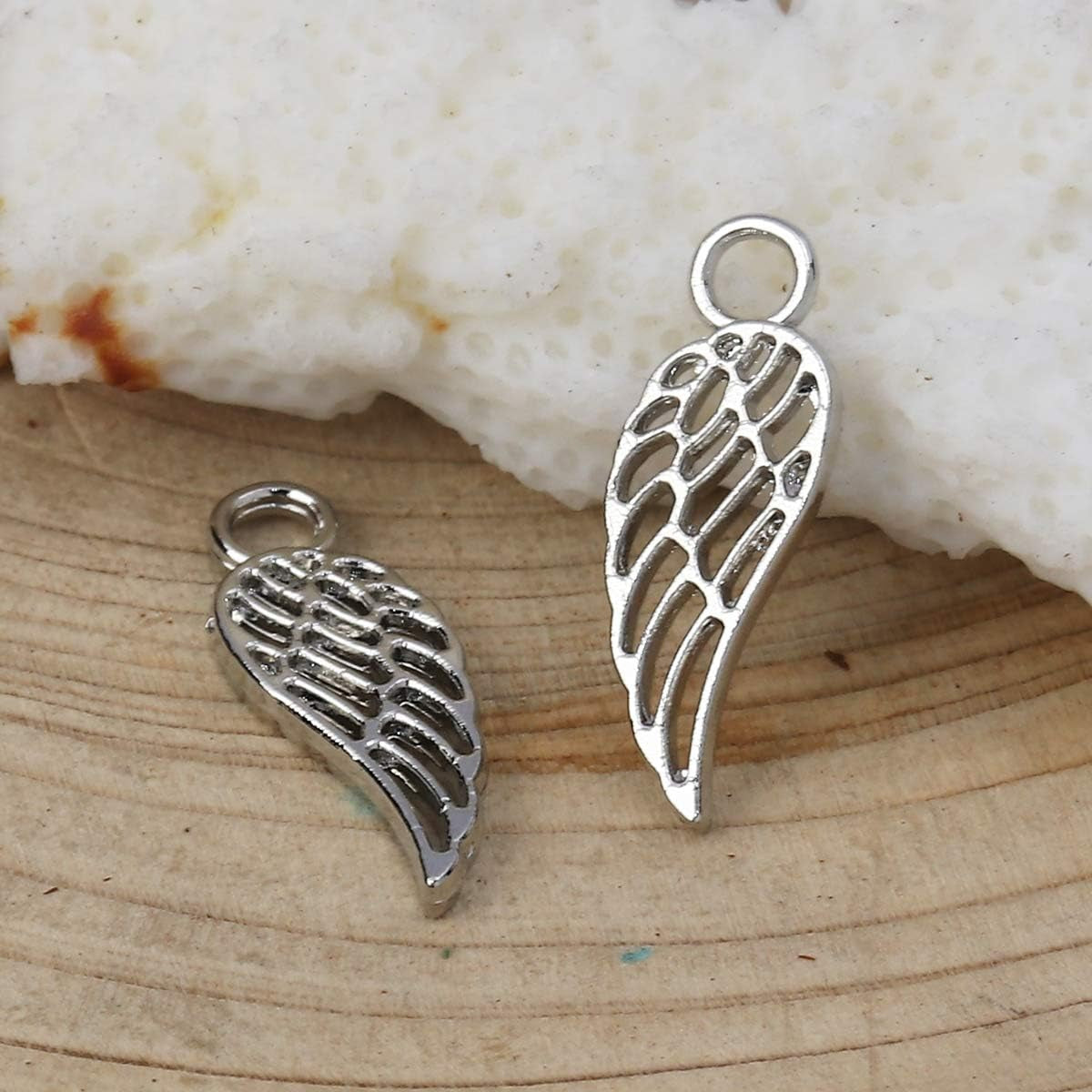 Angel Wings Pendant Charm - 40 Pack of 20 Silver / 20 Gold Toned DIY Jewelry Making Supplies; Small 7/8 Inch for Bracelet, Necklace, Earrings or Arts and Crafts