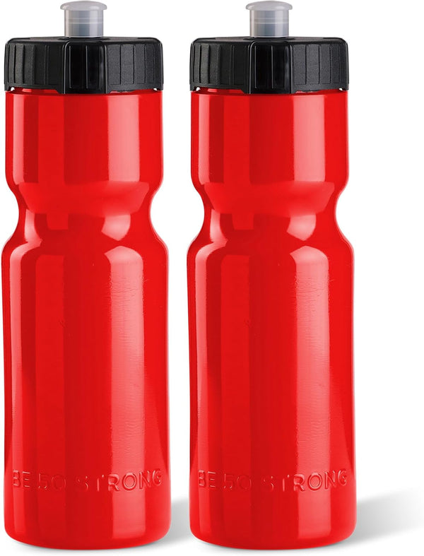 Sports Water Bottles – Reusable 22 Oz Bpa-Free Plastic Bottles with Pull Top Cap – Made in USA – Top Rack Dishwasher Safe – Fits Most Bike Cages Brand