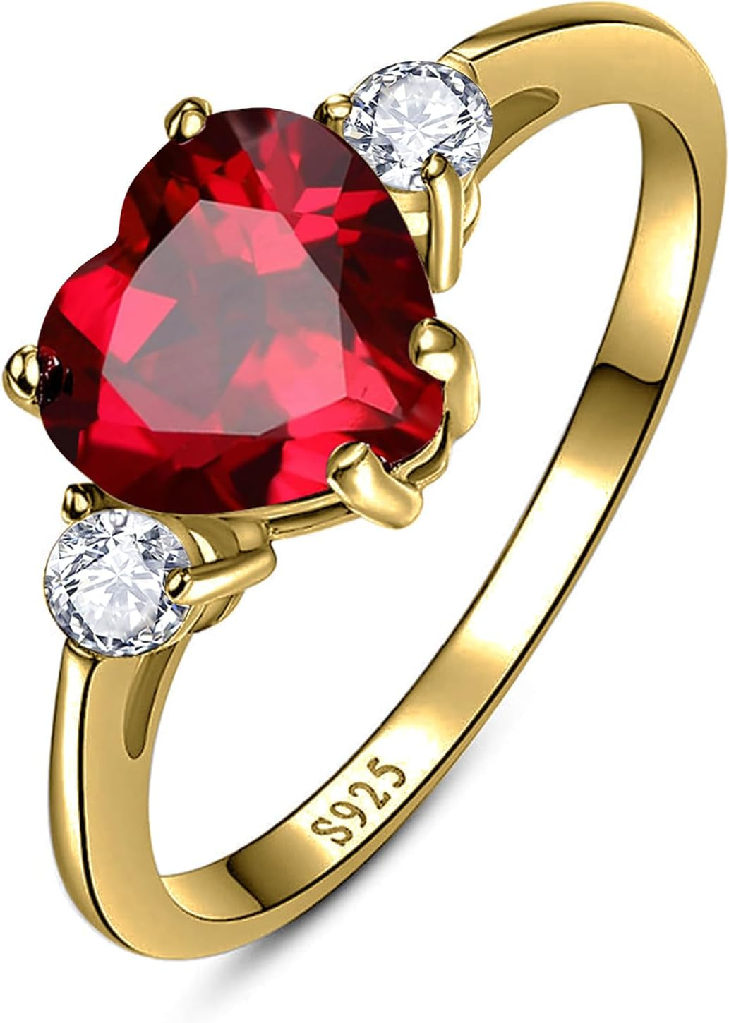 2.25Ct Created Gemstone Ring for Women 925 Sterling Silver Heart Cut 8 * 8Mm Cubic Zirconia Birthstone Ring for Engagement Anniversary Size 5-10