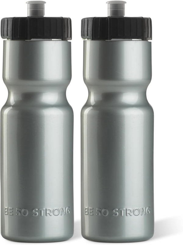 Sports Water Bottles – Reusable 22 Oz Bpa-Free Plastic Bottles with Pull Top Cap – Made in USA – Top Rack Dishwasher Safe – Fits Most Bike Cages Brand