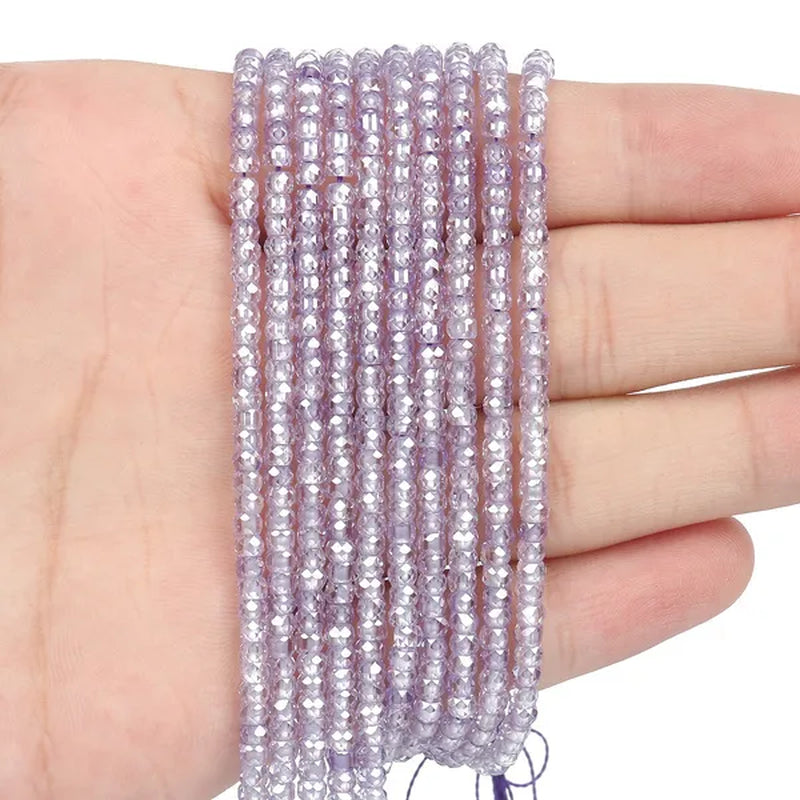 Multicolored 3X2Mm Shiny Faceted Natural Cubic Zirconia Stone Beads Abacus Tiny Beads Loose Spacer Beads for Jewelry Making DIY Slim Bracelet Women