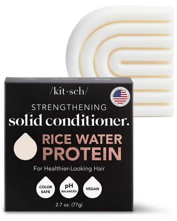 Rice Water Hair Conditioner Bar for All Hair Types, Organic, Natural Strengthening, Cleansing and Moisturizing Solid Conditioner Bar Made in US, Eco-Friendly, Paraben Free, Sulfate Free, 2.7 Oz
