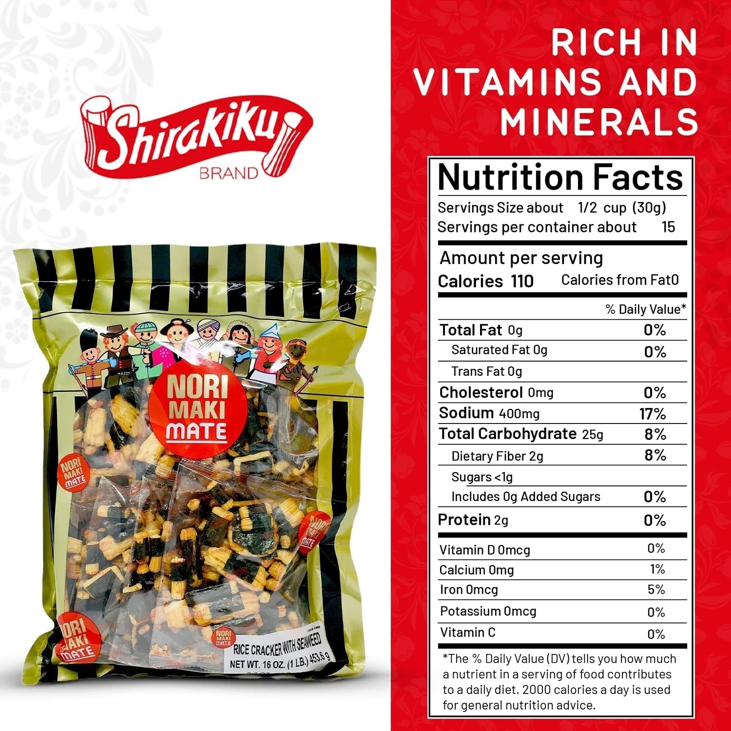 Low Carb Rice Cracker Snacks, Seaweed Flavor 16 Oz - (Pack of 1)