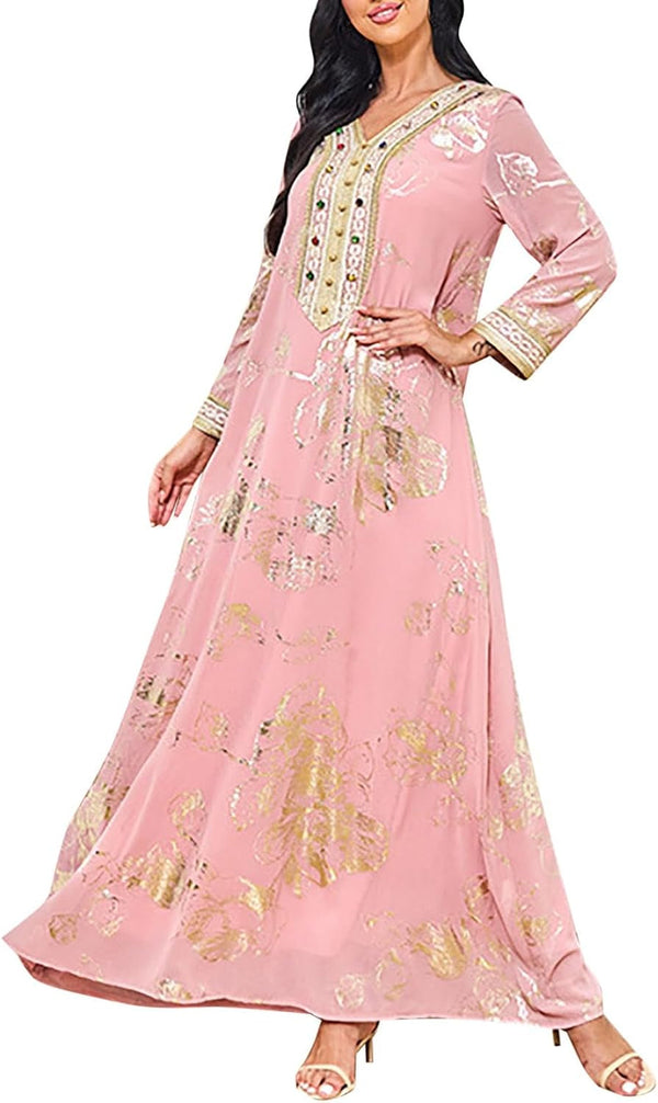 Women'S Chiffon Kaftan Abaya Dress Muslim Long Sleeve Self Tie Flowy Maxi Dress Abaya Casual Dress Dubai Outfits