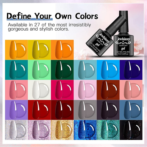 27 Colors Gel Nail Polish Kit with U V Light, 120W U V LED Nail Dryer Lamp Curing Gel Nail Polish Set Popular Gel Nail Polish Set DIY at Home, Nail Manicure Tools
