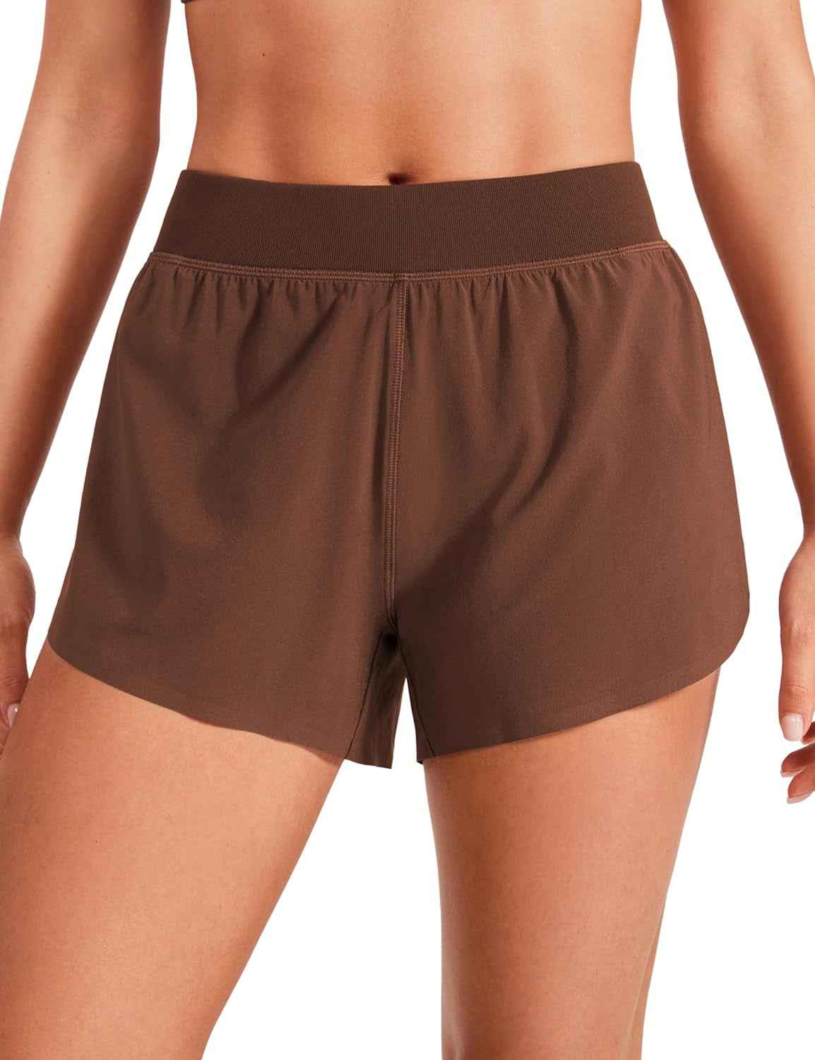 Mid Waisted Dolphin Athletic Shorts for Women 4" Lightweight High Split for Gym Workout with Liner Quick Dry