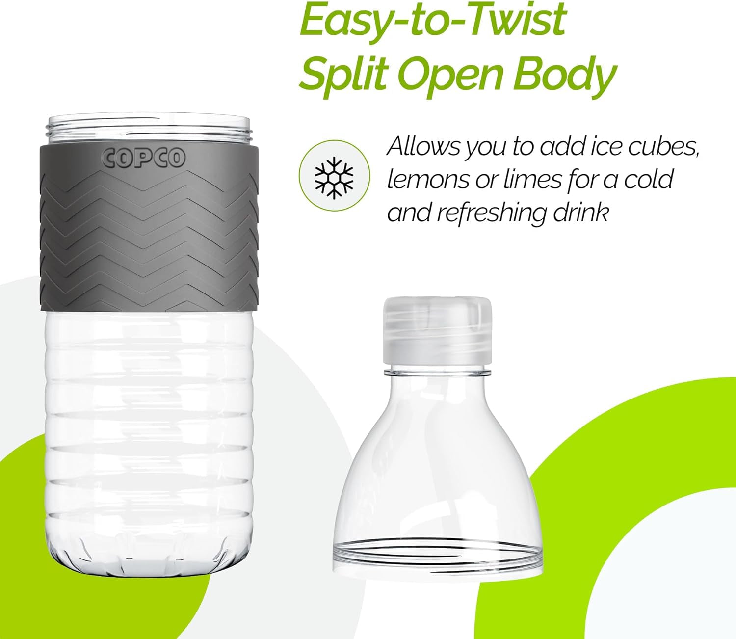 Hydra 20 Oz Tritan Water Bottle with Spill Resistant Lid & Non-Slip Sleeve (Set of 3) - Bpa-Free, Dishwasher Safe, Fits Cup Holders, Great for Gym, Travel, Office - Durable & Lightweight (Grey)