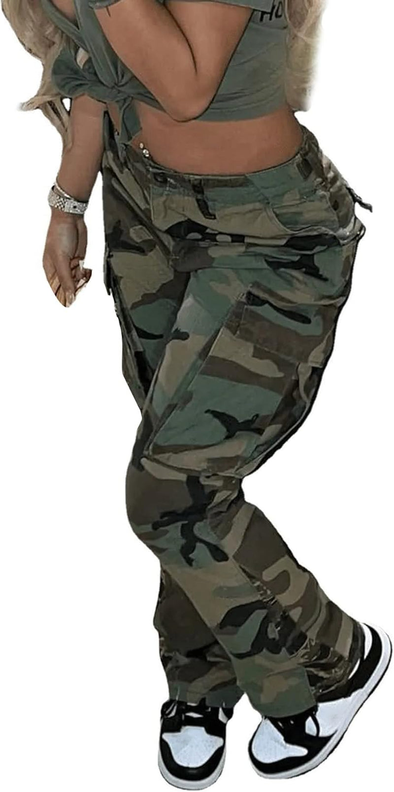 Cargo Camo Sweatpants for Women Army Fatigue Baggy Camouflage Military Joggers Trousers Streetwear