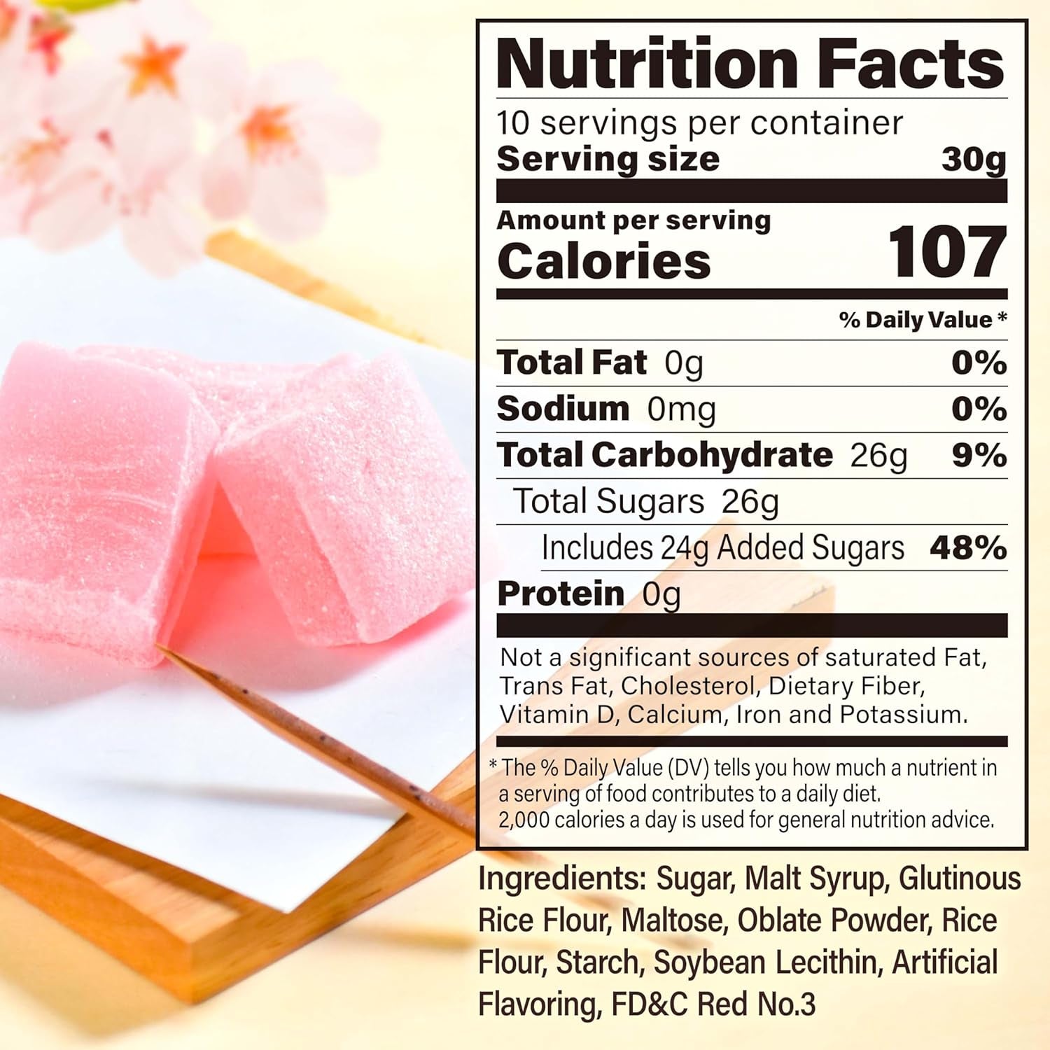 Japanese Sakura Mochi Candies, Real Traditional Cherry Blossom Rice Cakes, 300G/10.58Oz, Japanese Snacks, Japanese Candy, Individually Wrapped