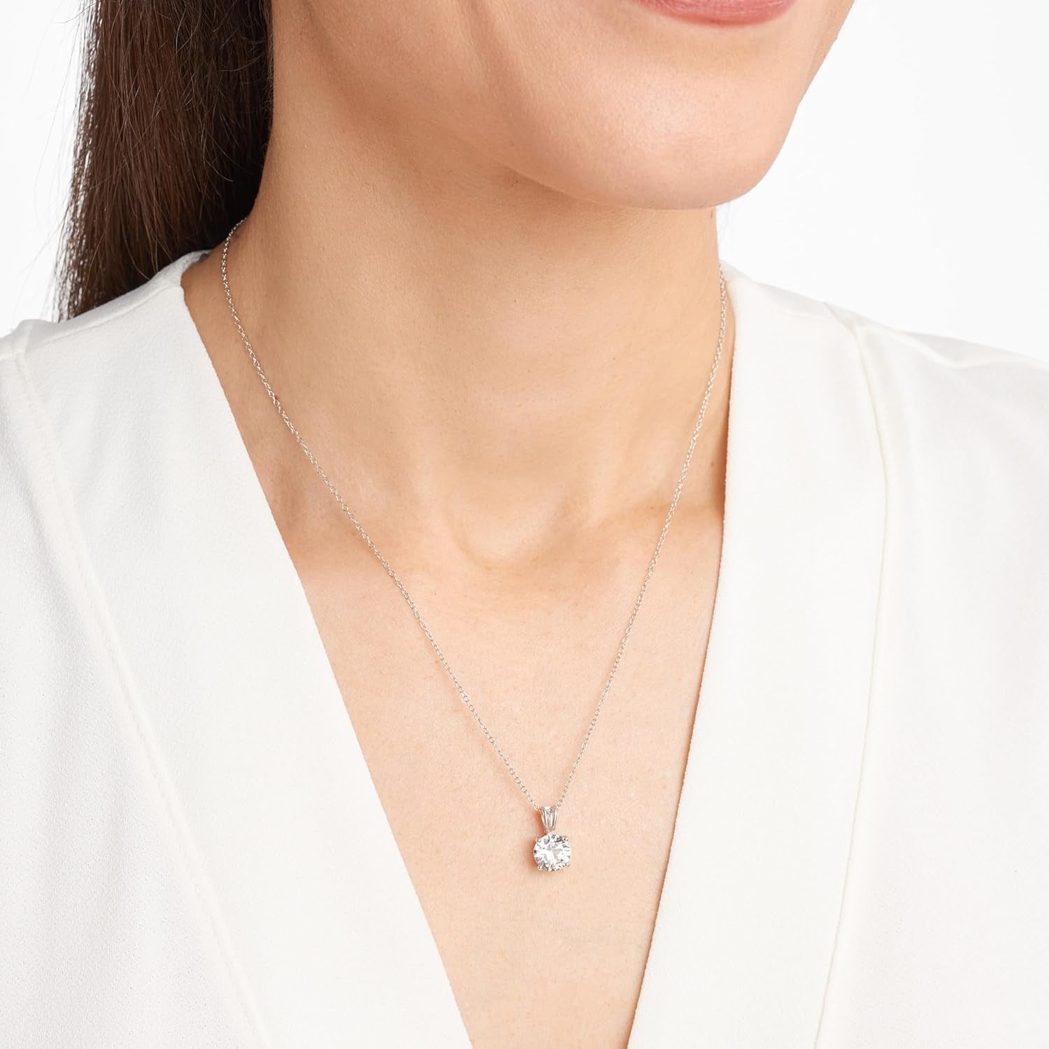 Sterling Silver round Cut Birthstone Pendant Necklace 18" (Previously Amazon Collection)