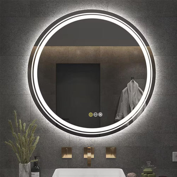 32 In. W X 32 In. H Large round Frameless Defog Dual Front LED Backlit Wall Mounted Bathroom Vanity Mirror Super Bright