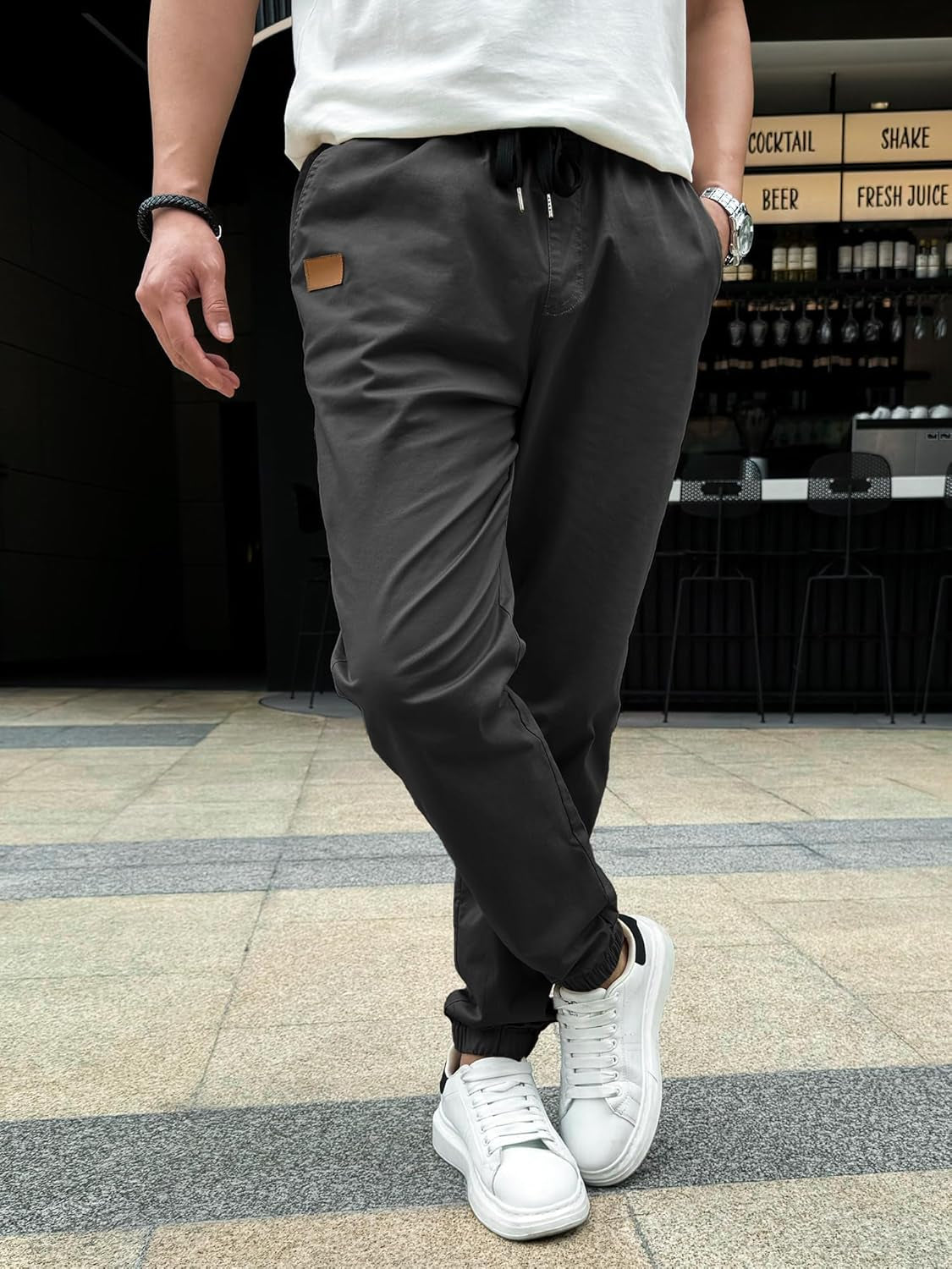 Joggers for Men Cotton Drawstring Chino Cargo Pants Hiking Outdoor Twill Track Jogger Sweatpants