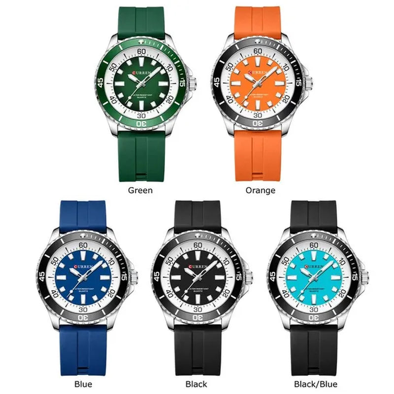 CURREN Watches For Men Luxury Silicone Strap Military Army Sports Watch Wristwatch Waterproof Luminous Male Clocks Relogio Masculino 8448