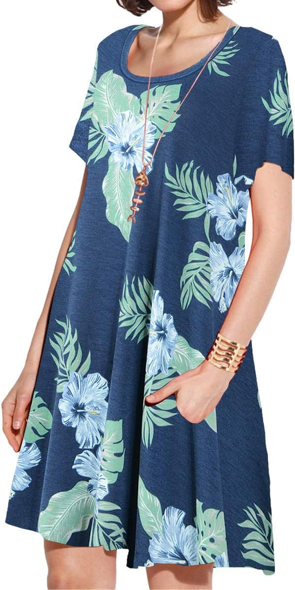 plus Size Summer T-Shirt Casual Dresses for Curvy Women Flowy Swing