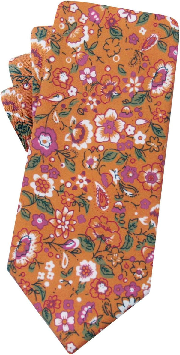 Men'S Cotton Floral Neck Tie 2.56'' Printed Skinny Tie