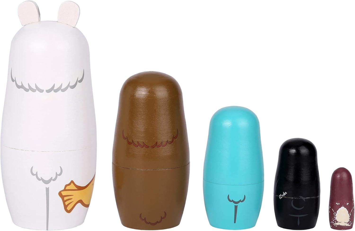 5Pcs Russian Nesting Dolls, Handmade Wooden Cute Bear Matryoshka Dolls Set for Kids Christmas Birthday Wishing Gift (Bear Series)
