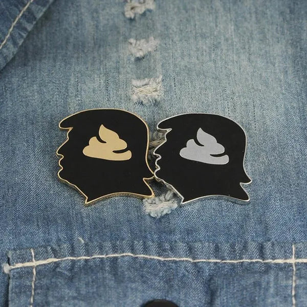 New Punk Black Enamel Brooch Pin Trump Shithead Denim Jacket Pins Bag Hat Decoration