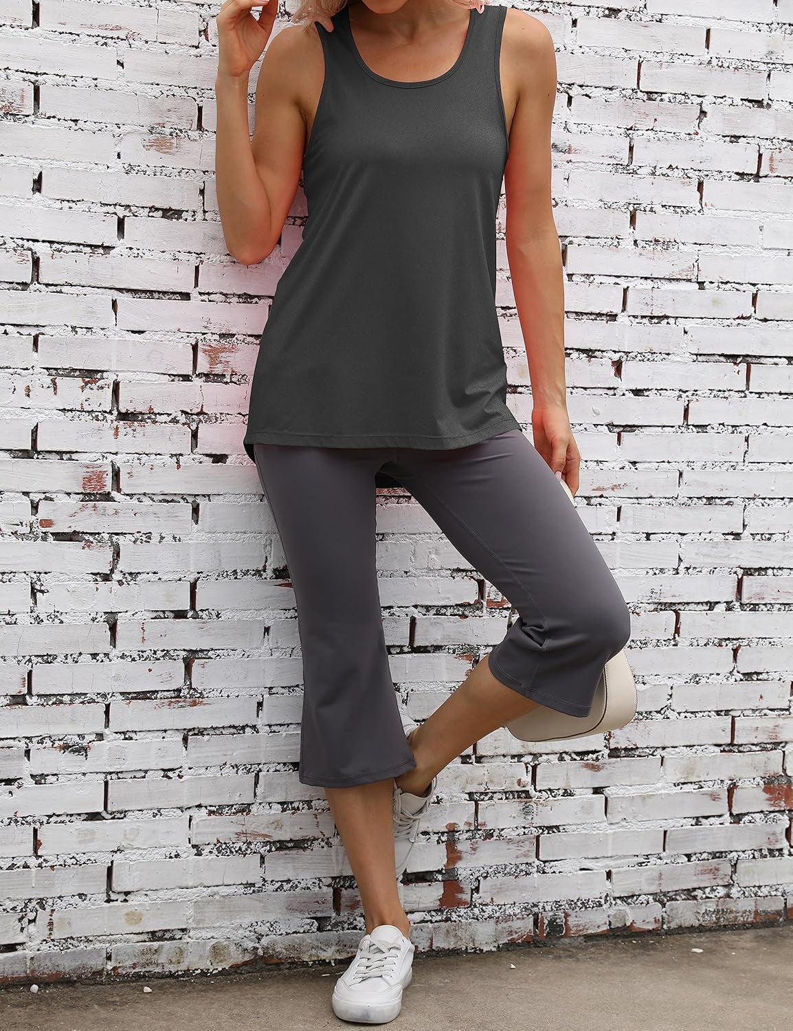 Womens Workout Athletic Tank Tops Loose Gym Yoga Racerback Sleeveless Running Sports Shirts Tops