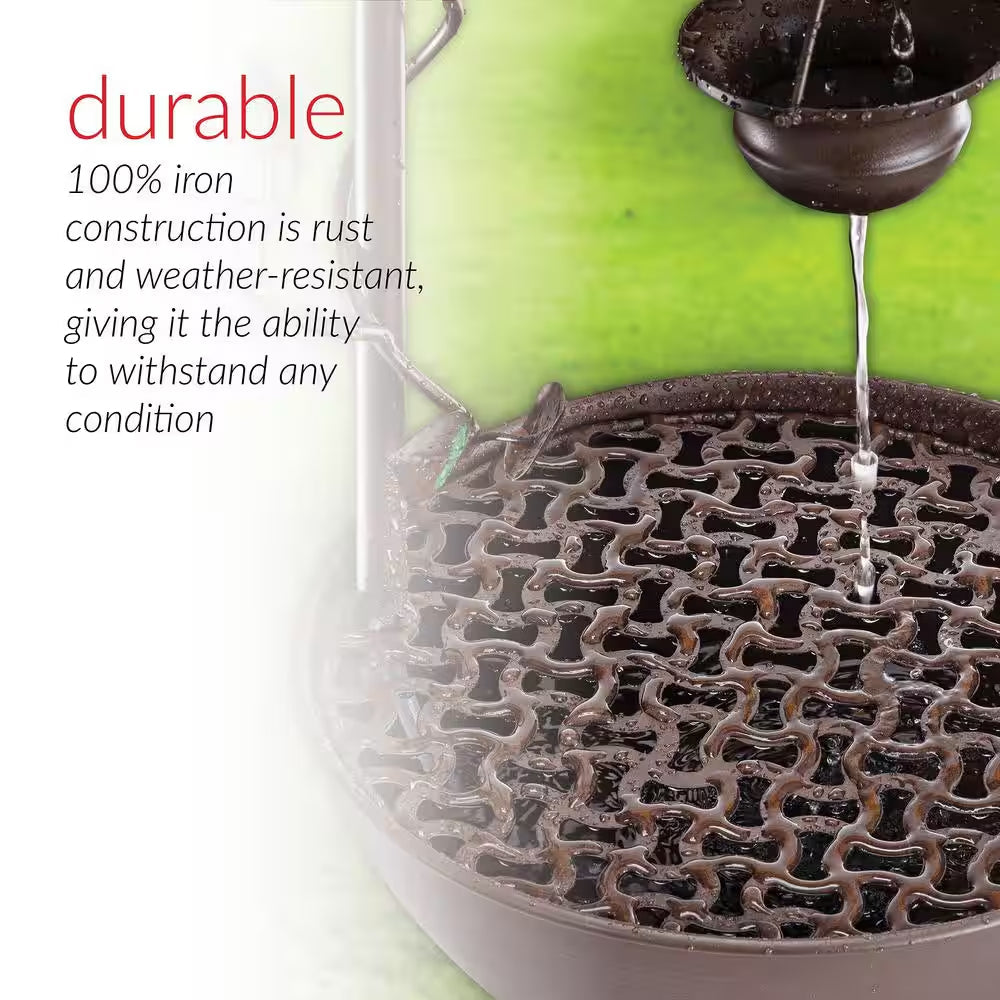 38 In. Tall Indoor/Outdoor Hanging 6-Cup Tiered Floor Water Fountain, Bronze