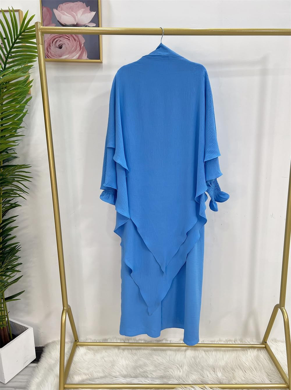 Women Prayer Dress Muslim Ramadan Garment Abaya Dubai Islam Jilbeb 2 Piece Set Layered Khimar Scarf Hijab and Long Dress