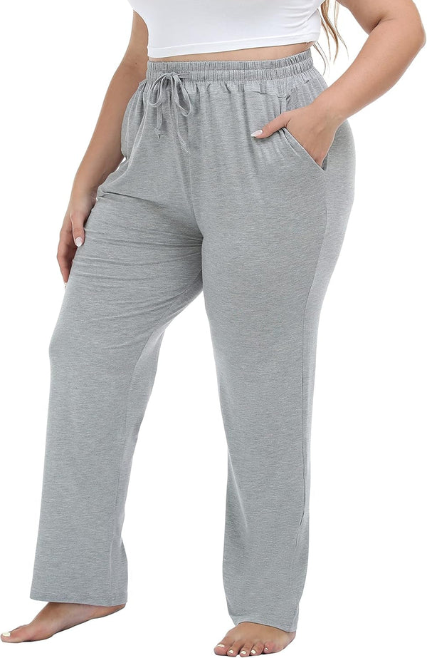 Women'S plus Size Comfy Lounge Pants Active Yoga Sweatpants Casual Stretchy Jogger Pants with Pockets Drawstring