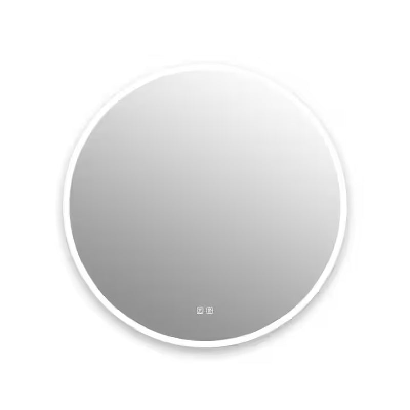 36 In. W X 36 In. H round Frameless LED Light with 3-Color and Anti-Fog Frosted Edge Wall Mounted Bathroom Vanity Mirror