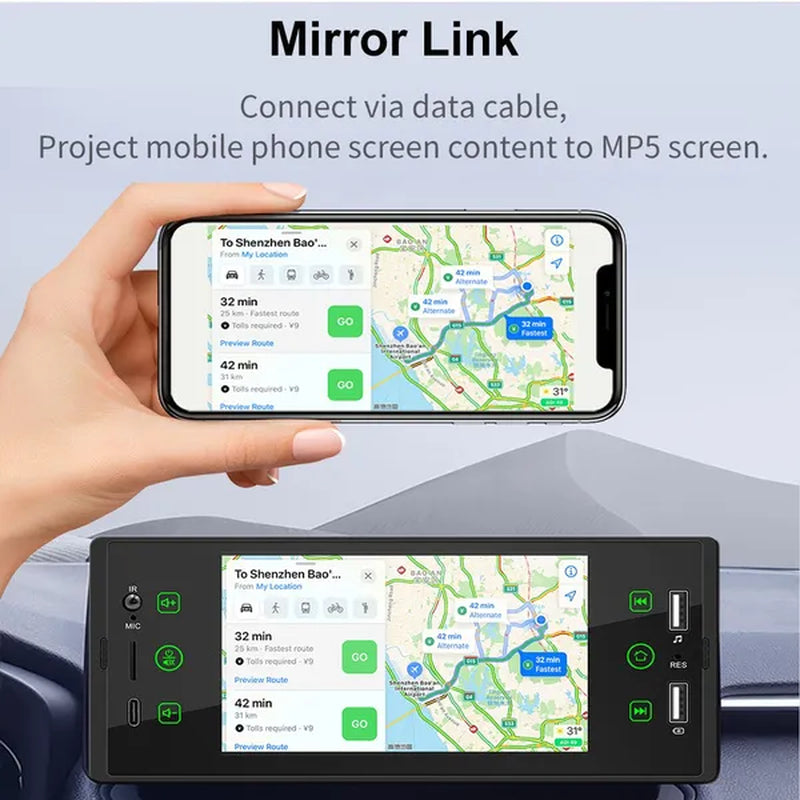 ESSGOO 1Din 5 Inch IPS HD Touch Screen Car MP5 Player Bluetooth 2USB FM Radio Car Stereo Support Mirrorlink and Rear View Camera