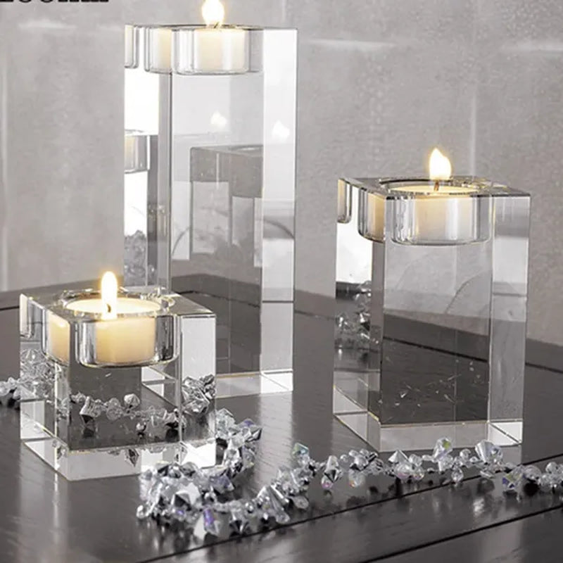 Home Decorations Crystal Candlestick Wedding Glass Candle Holder Table Centerpieces Bar Coffee Shop Decorations