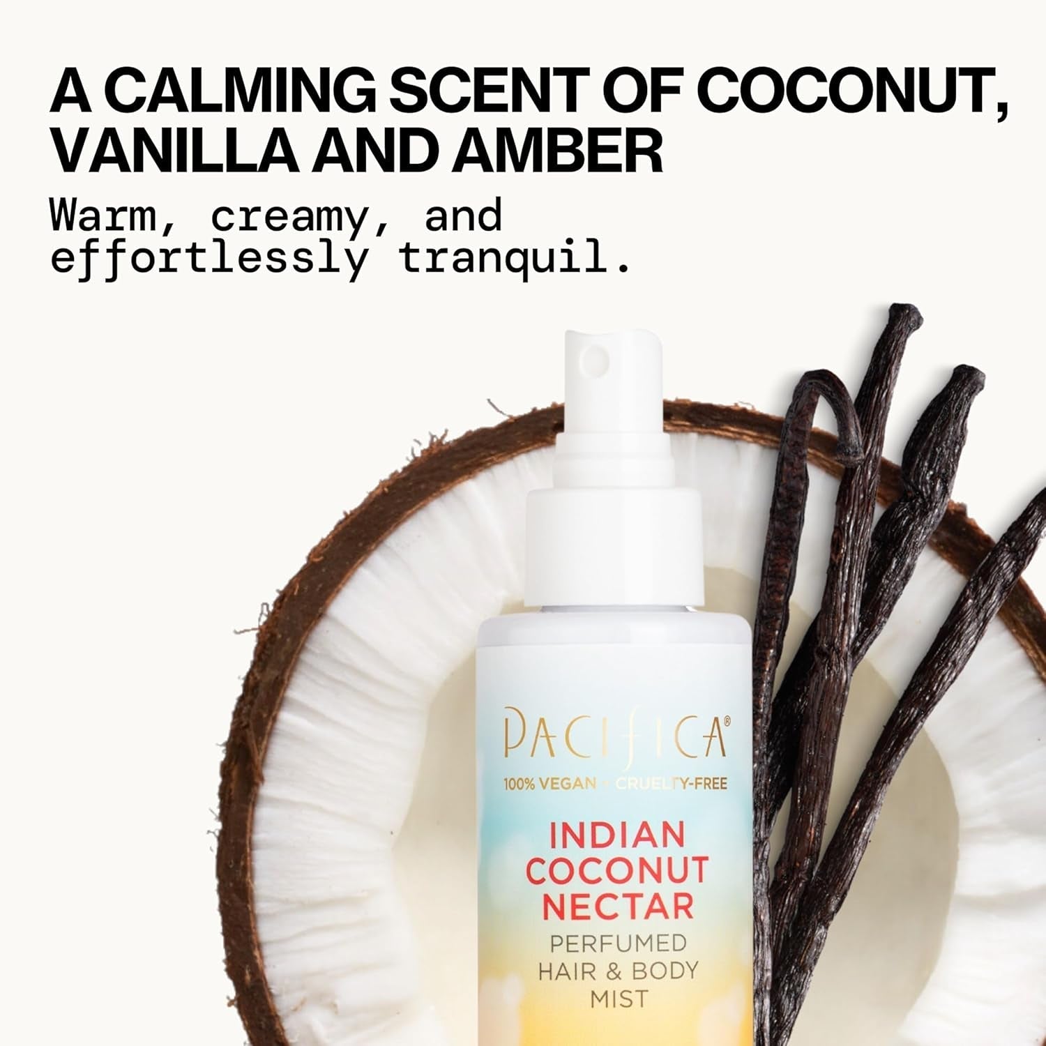 Beauty, Indian Coconut Nectar Hair Perfume & Body Spray, Coconut and Creamy Vanilla Scent, Natural & Essential Oils, Alcohol Free, Clean Fragrance, Vegan & Cruelty Free