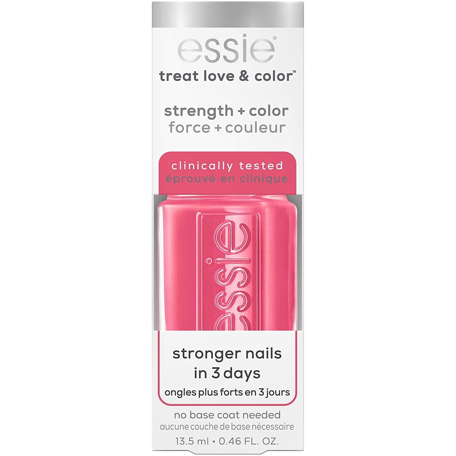 Strength and Color Nail Care Polish, Punch It Up, Full Coverage Pink with Blue Undertones, 0.46 Ounce