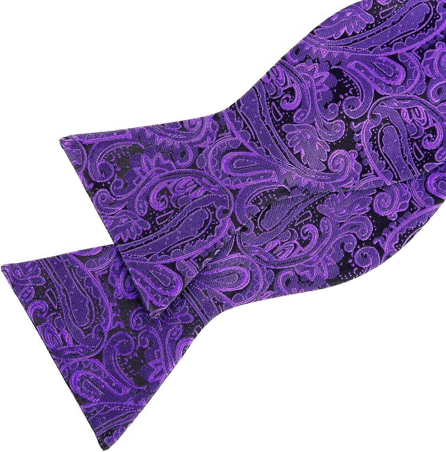 Mens Paisley Jacquard Self-Tie Bow Tie Pocket Square Set