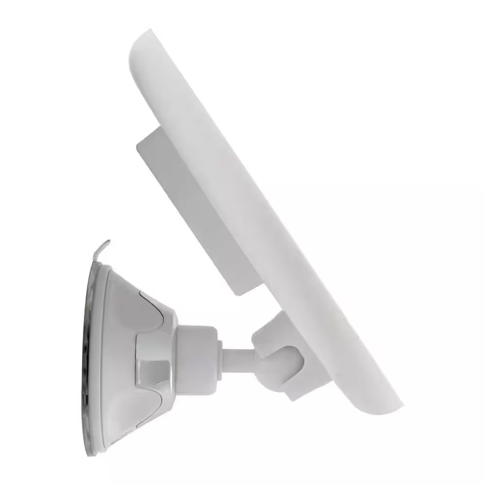 7.75 In. L X 6.5 In. W LED Lighted round Suction Cup Wall Mount 10X Magnification Beauty Makeup Mirror in White