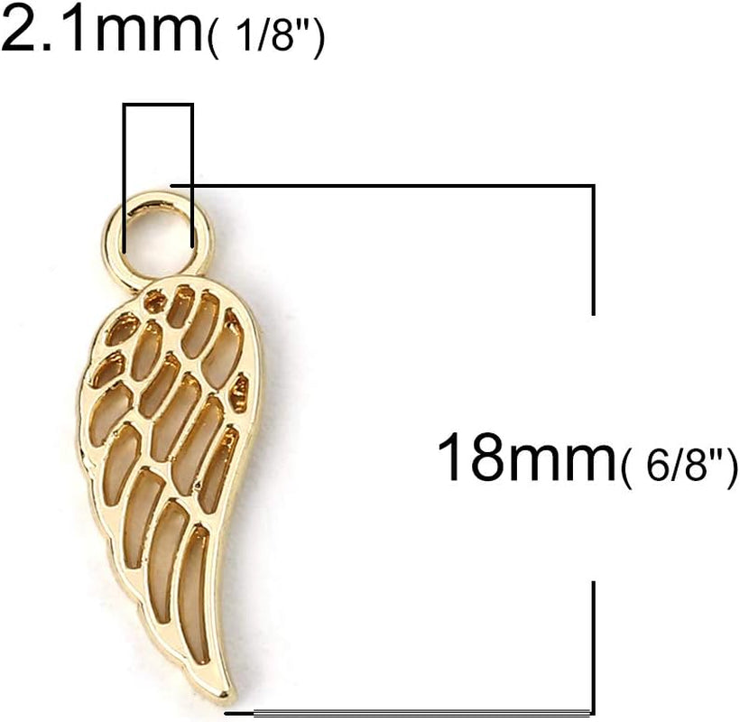 Angel Wings Pendant Charm - 40 Pack of 20 Silver / 20 Gold Toned DIY Jewelry Making Supplies; Small 7/8 Inch for Bracelet, Necklace, Earrings or Arts and Crafts