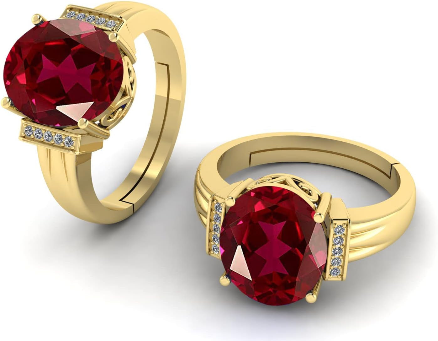 7.25 Carat Red Ruby Birthstone Gold Plated Adjustable Ring for Men and Women