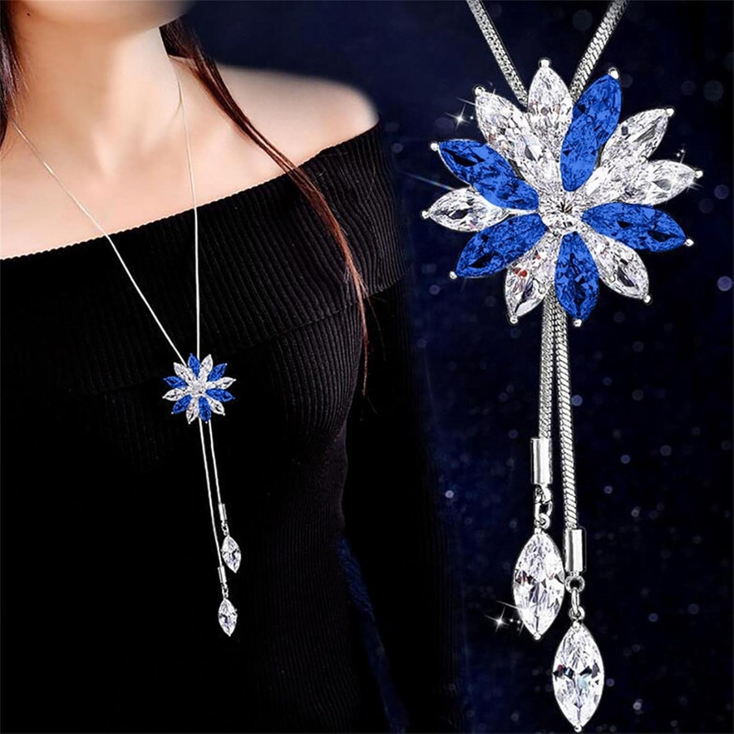 Clearance Deals MOM Letter Pendant Womens Charm Engagement Crystal Rhinestone Necklace Jewelry Gift by Zyooh (C-Blue)