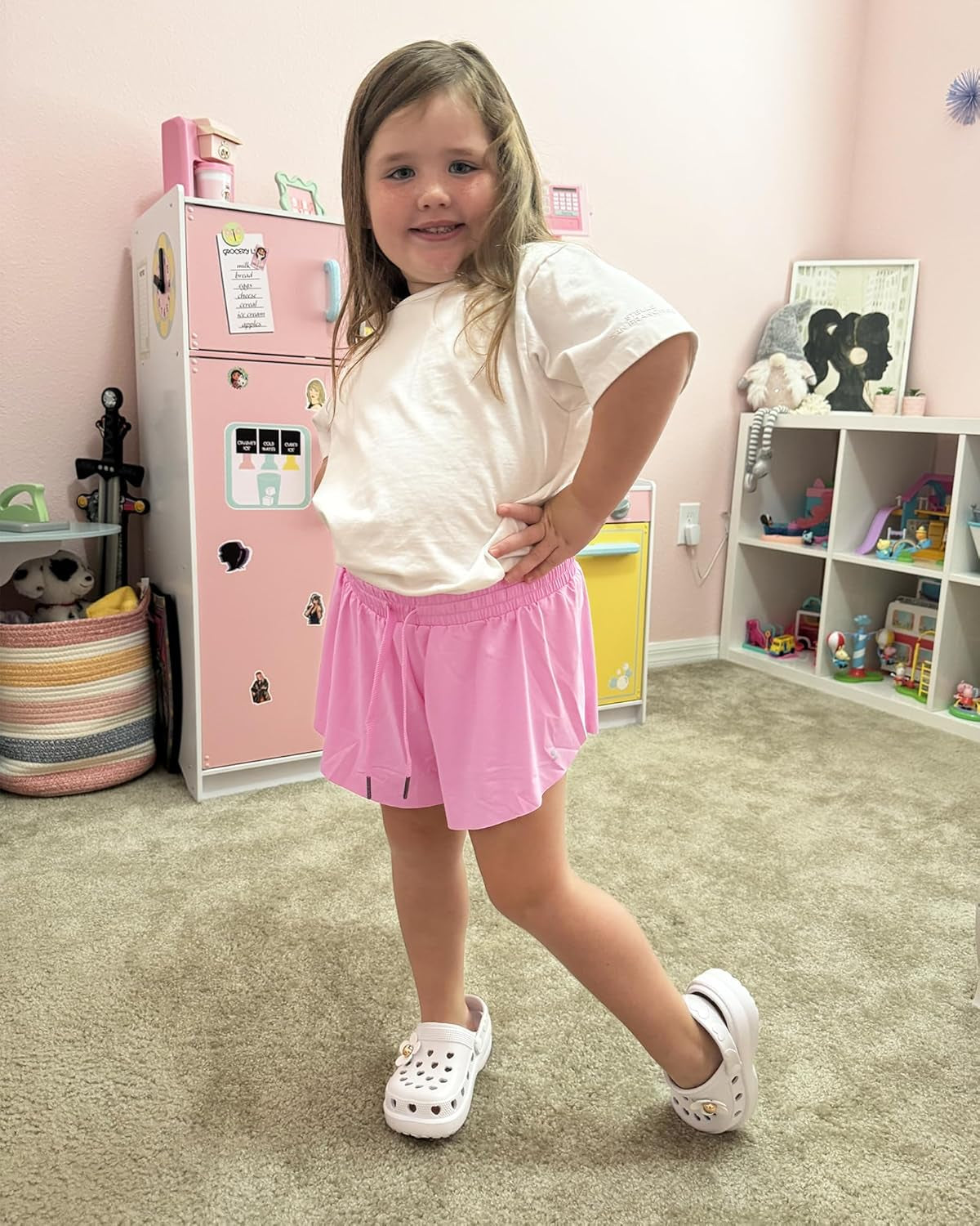 Girls Flowy Shorts with Pockets Athletic Running Skirt High Waist Butterfly 2 in 1 Sports Short 5-16 Years