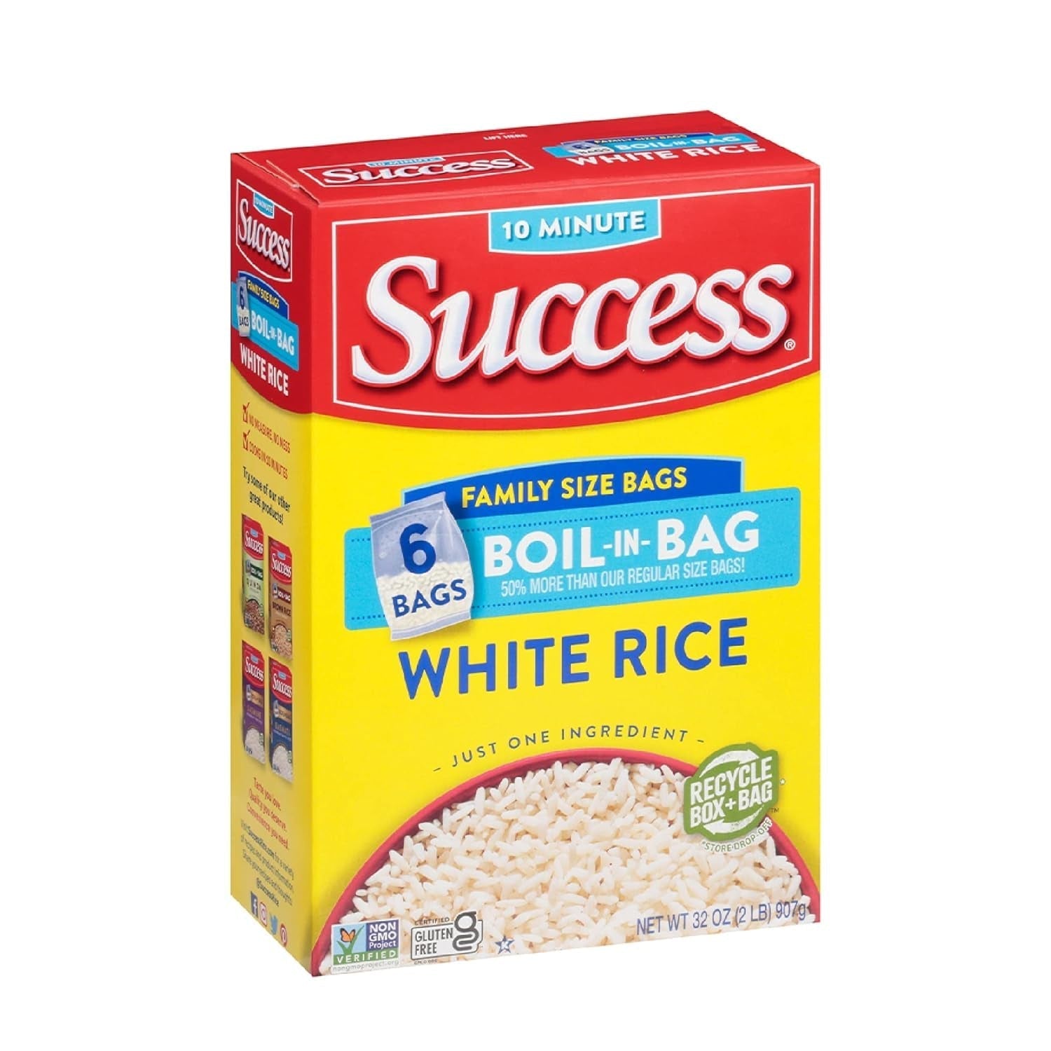 Boil-In-Bag Rice, White Rice, Quick and Easy Rice Meals, 32-Ounce Box