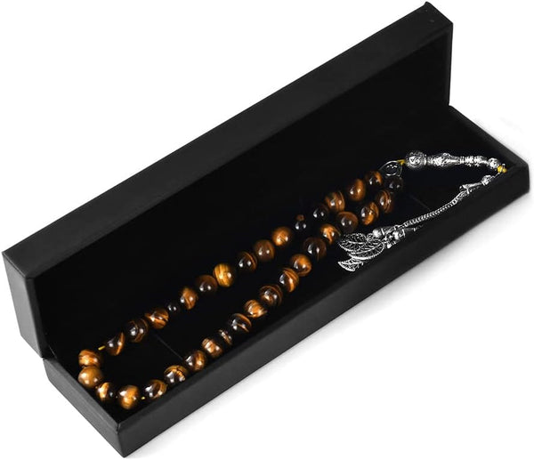 Tasbih Prayer Beads Tiger Eye Stone (33 Beads - 10 Mm) - Muslim Rosary - Masbaha Finger Counter - Zikr, Dhikr Subha - Chapelet - Tasbeeh - Islamic Misbaha - Handmade Sibha - Ramadan Gift