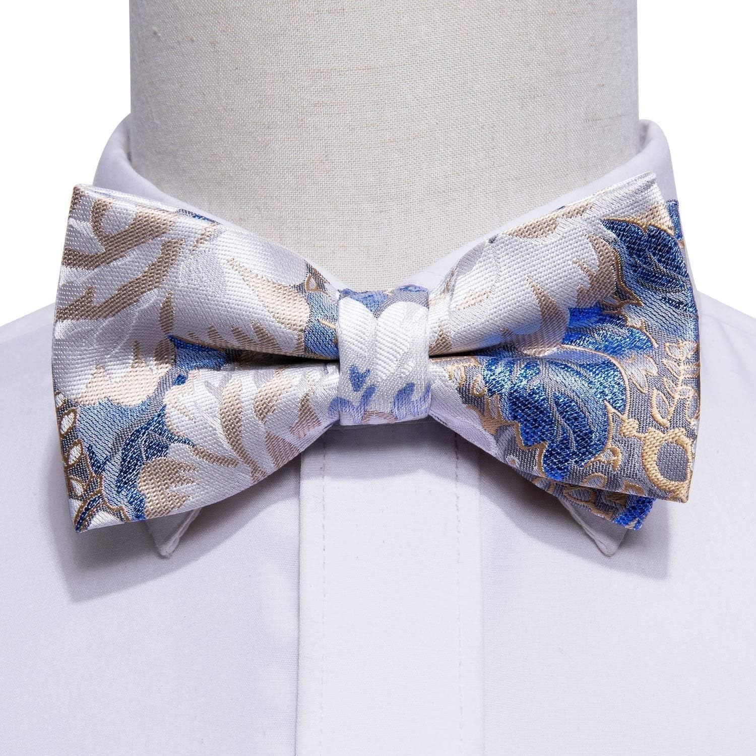 Paisley Striped Bow Tie for Men Silk Pre-Tied Bowtie Pocket Square Cufflinks Set Formal Wedding Party Prom