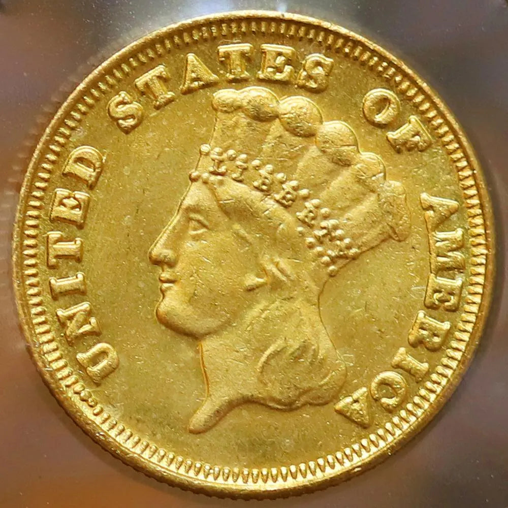 1875 Three Dollar Piece Indian Princess Gold Plate Coin - Uncirculated Masters Coins