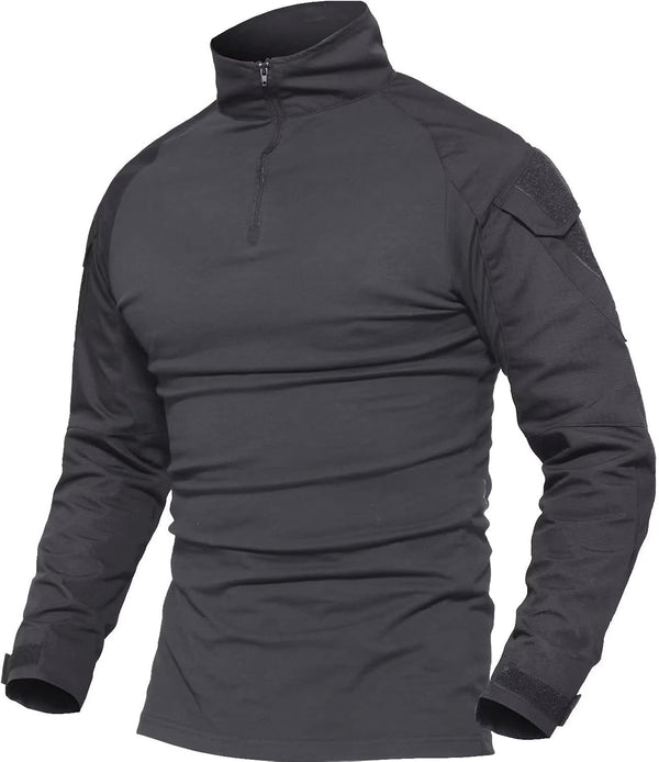 Men'S Tactical Military Shirts 1/4 Zip Long Sleeve Shirt with Pockets