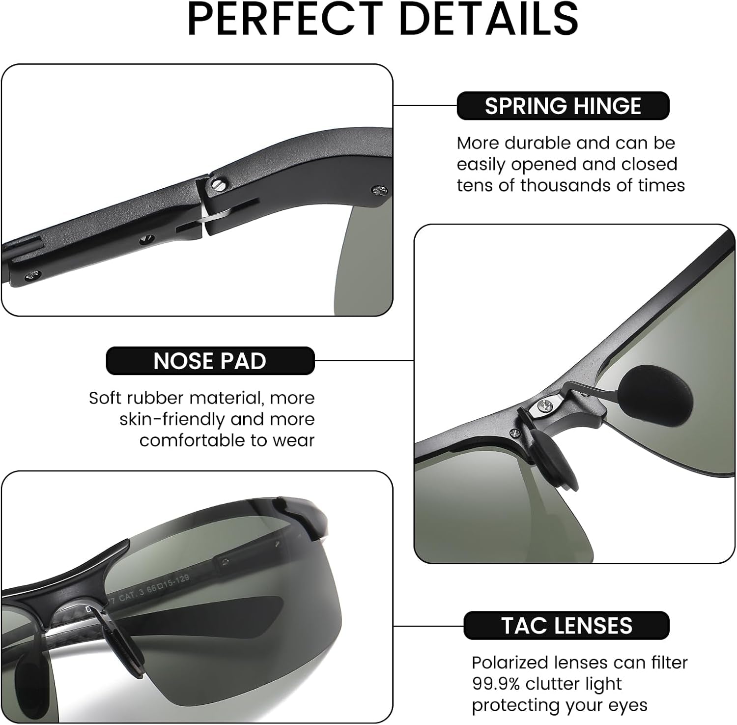 Men'S Sports Polarized Driving Carbon Fiber Sunglasses for Men UV400 Protection DC8277