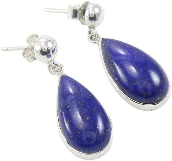 925 Sterling Silver Earring Lapis Lazuli Gemstone Earring Gemstone Earring Pear Stud Earring Stud for Birthday/Mom/Girls Gift