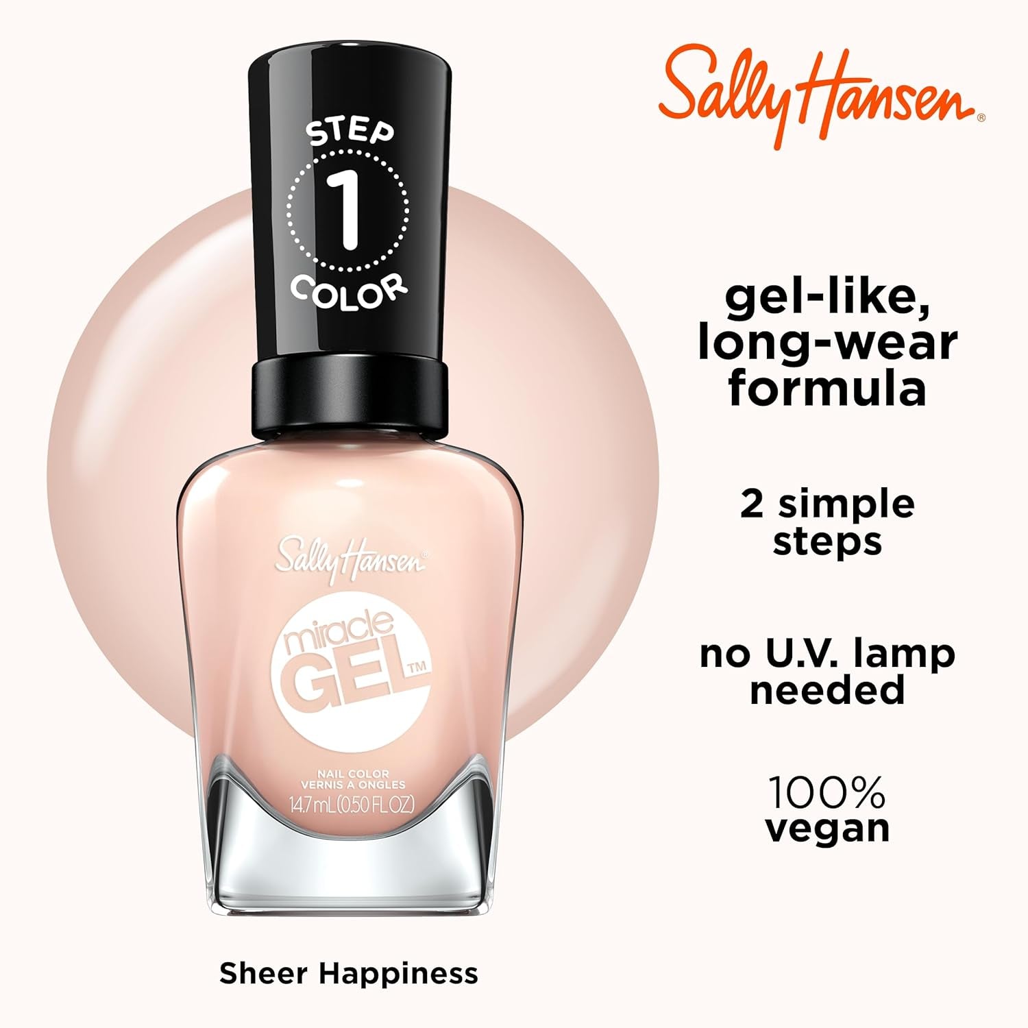 Miracle Gel Nail Polish, Shade Sheer Happiness 187 (Packaging May Vary)