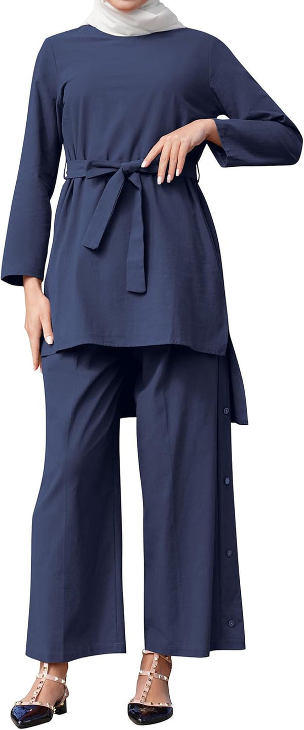 Muslim Clothes for Women Modest Abaya Button down Robe Afghan Loose Pant Dubai Attire Islamic plus Size Boho Caftan