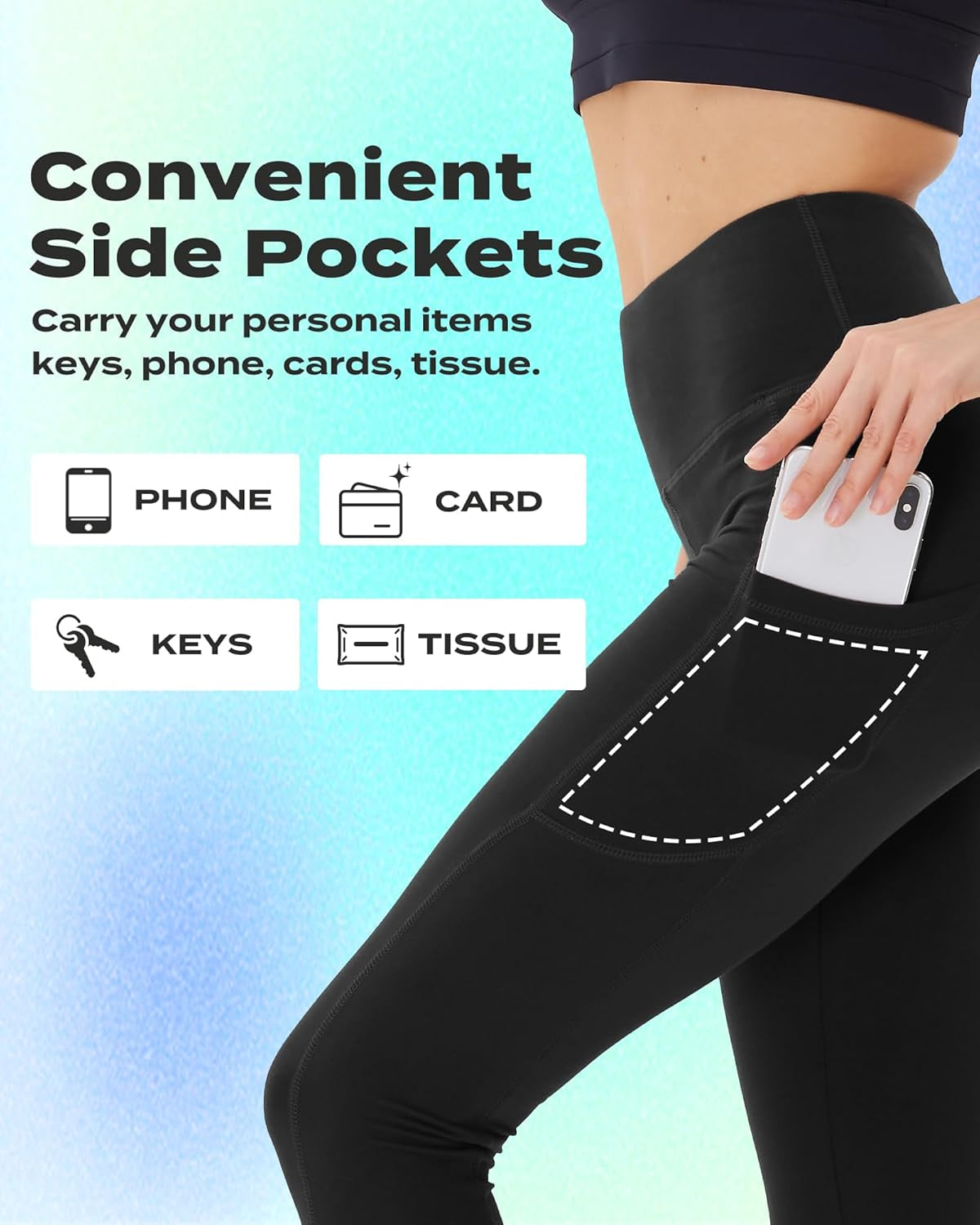 Capri Leggings for Women - Tummy Control Black Leggings with Pockets High Waisted Yoga Pants Workout Cycling Leggings