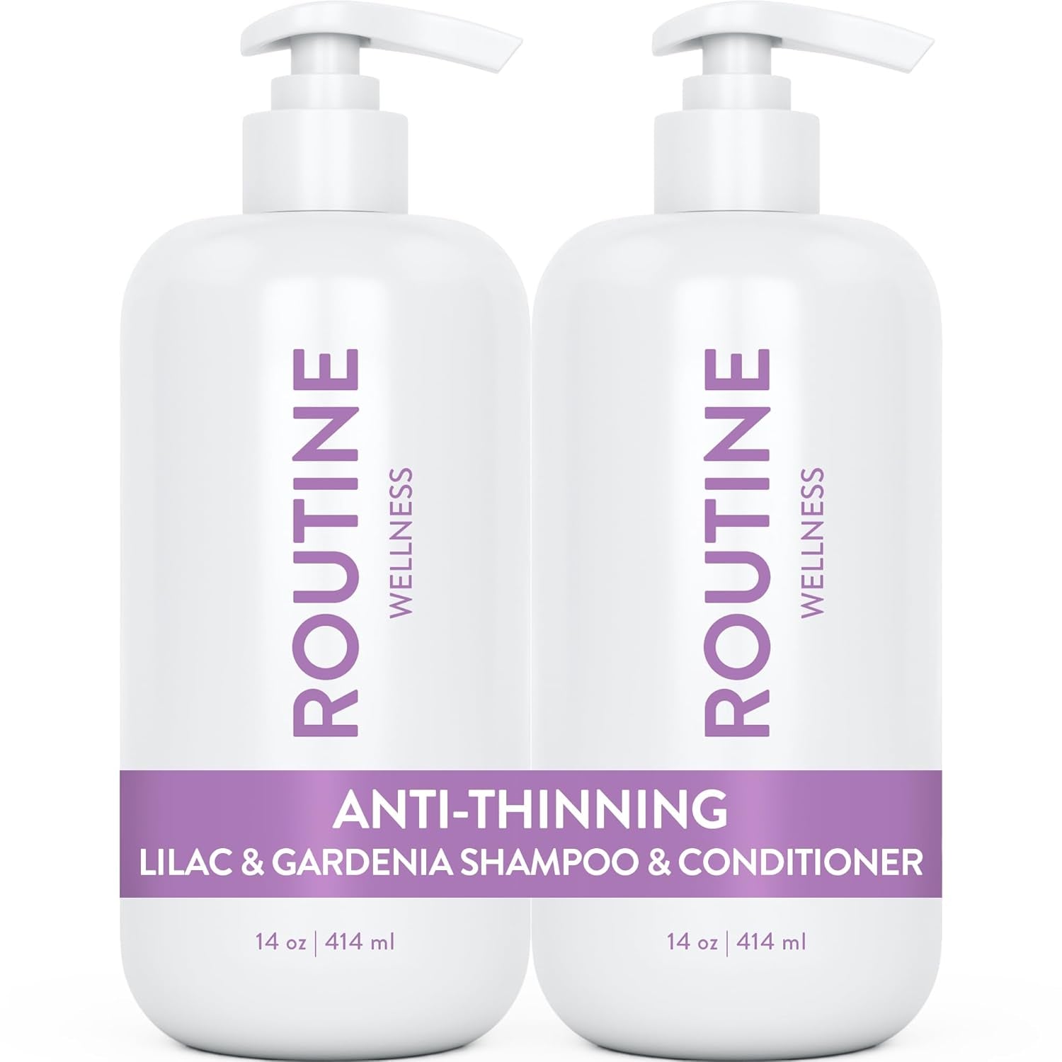 Anti-Thinning Shampoo and Conditioner Set for Thinning Hair - Biotin DHT Blocker Women & Men - Color Safe Shampoo for Hair Loss & Healthier Growth - Lilac & Gardenia (Pack of 2)