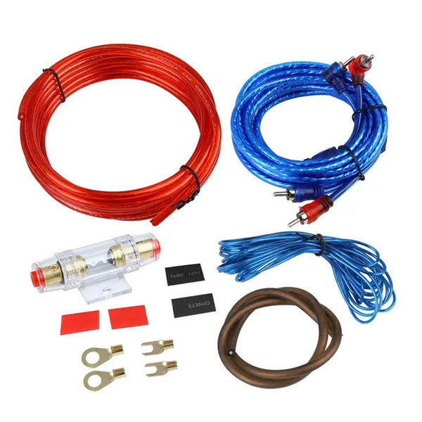 Universal Car Amplifier Wiring Kit Audio Subwoofer RCA Power Cable Fuse Set